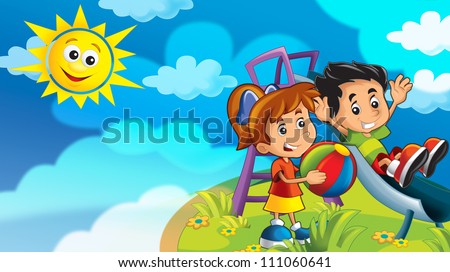 Children Playing With Toys Cartoon