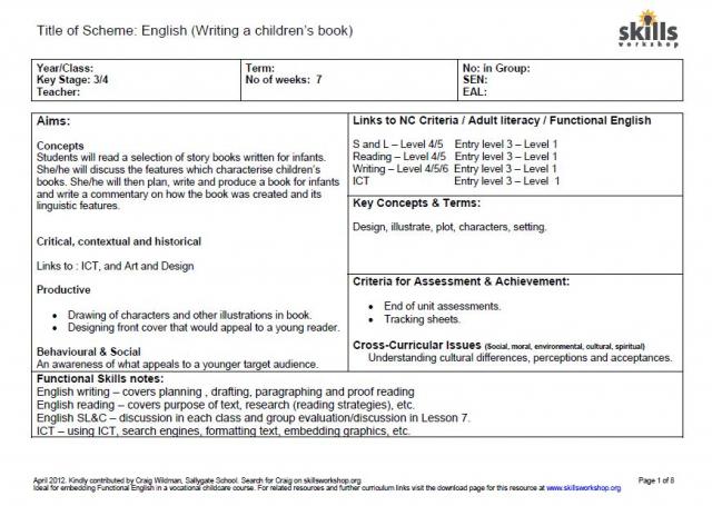 Functional Skills English Scheme Of Work Entry Level
