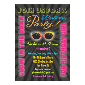 Glow In The Dark Dance Party Invitations