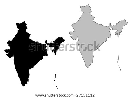 India Map Political Black And White