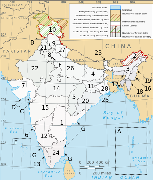 India Map Political States And Capitals