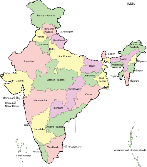 India Map Political With States