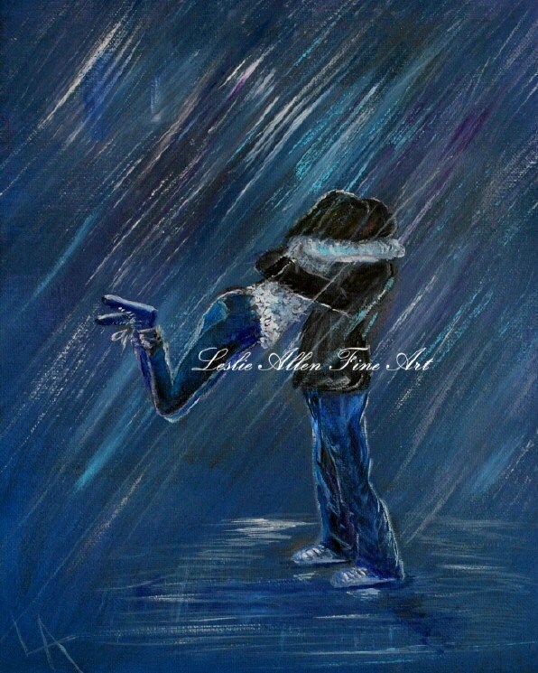 Man And Woman Dancing In The Rain Painting