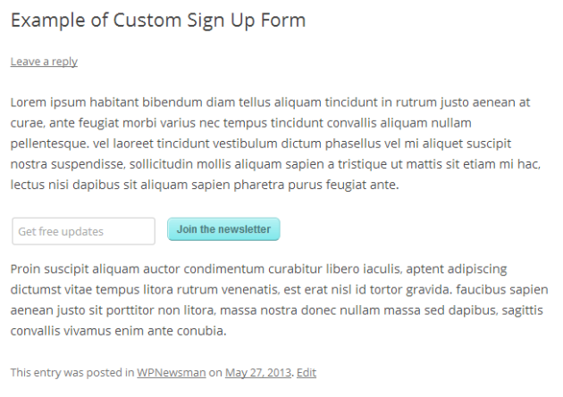 Newsletter Signup Form Html