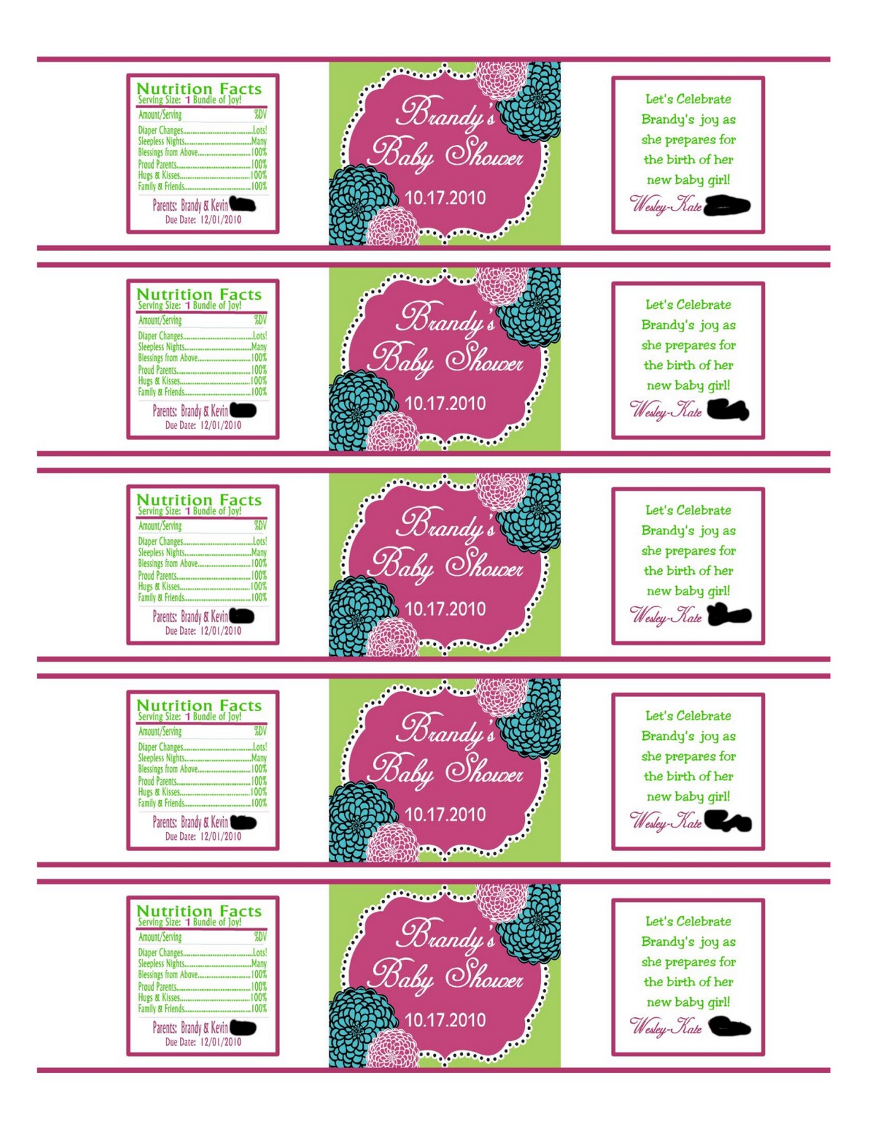 Personalized Water Bottle Labels Template