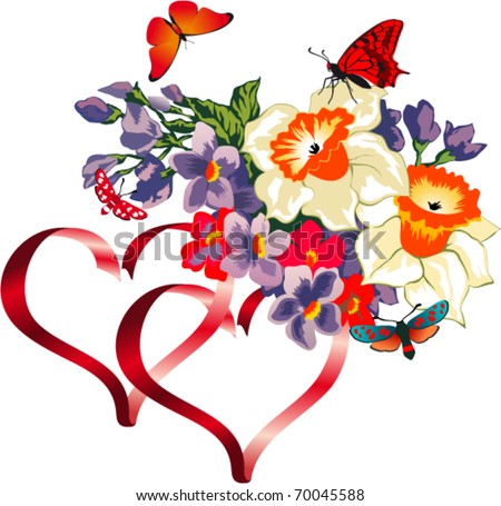 Pictures Of Flowers And Hearts And Butterflies