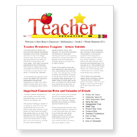 School Newsletter Templates For Teachers