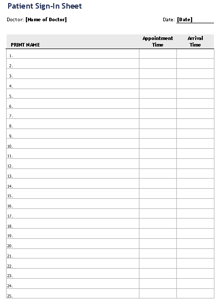 Sign Up Sheet Template Excel