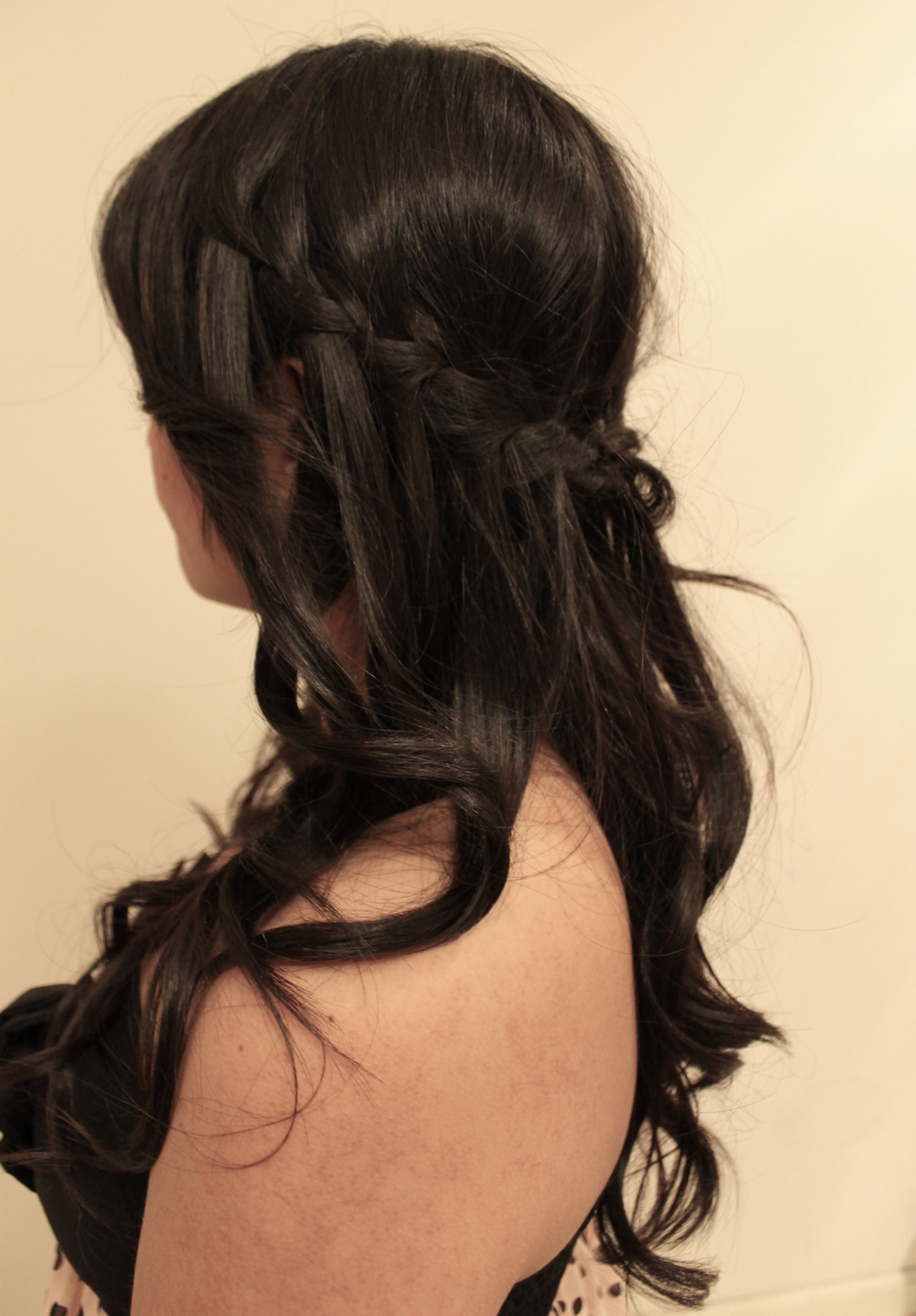 Waterfall Braid With Curls For Prom