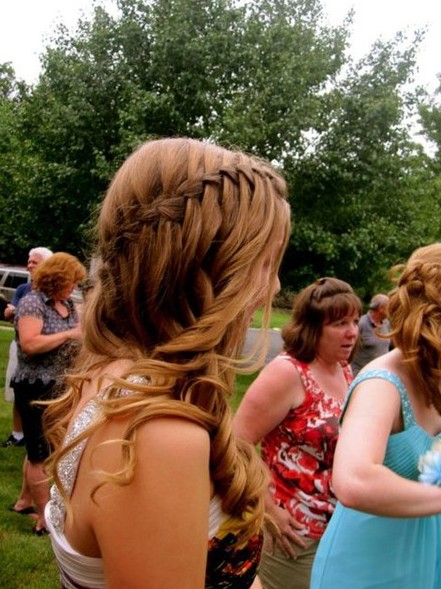 Waterfall Braid With Curls For Prom