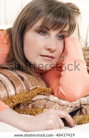 Woman Crying In Bed
