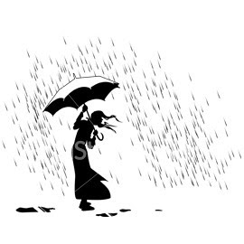 Woman Standing In Rain