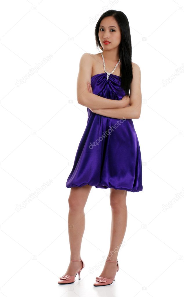 Woman Standing White Background