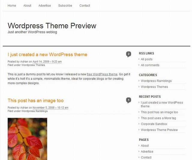 Wordpress Templates Simple Free
